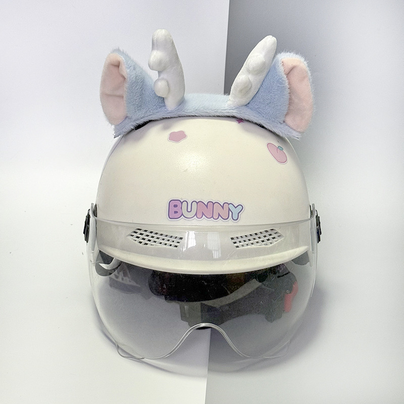Decorațiune pentru cască cu urechi de iepure din pluș - Haoming 0156, personalizabil