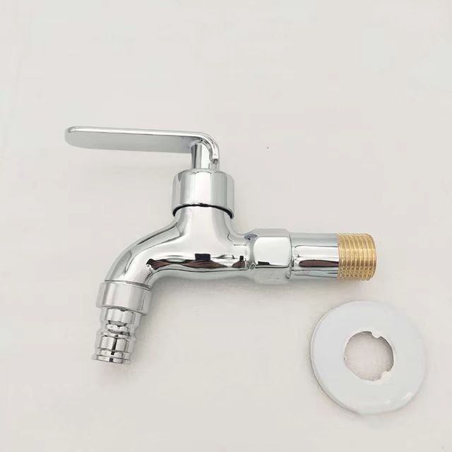 Robinet pentru mașina de spălat, corp din cupru, montaj în perete, intrare/ieșire de 15 mm, supapă ceramică