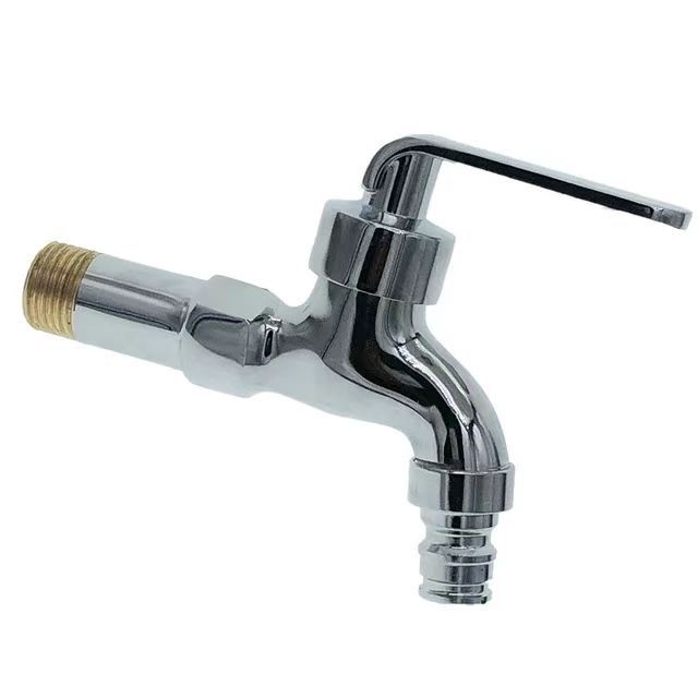 Robinet pentru mașina de spălat, corp din cupru, montaj în perete, intrare/ieșire de 15 mm, supapă ceramică