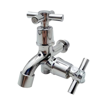 Robinet încastrat în perete pentru mașina de spălat, din aliaj de zinc, cu două ieșiri, model Y-304, 0–90°C, 1.0 MPa