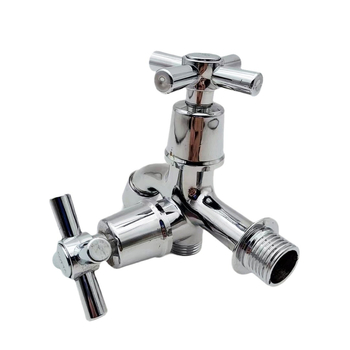 Robinet încastrat în perete pentru mașina de spălat, din aliaj de zinc, cu două ieșiri, model Y-304, 0–90°C, 1.0 MPa