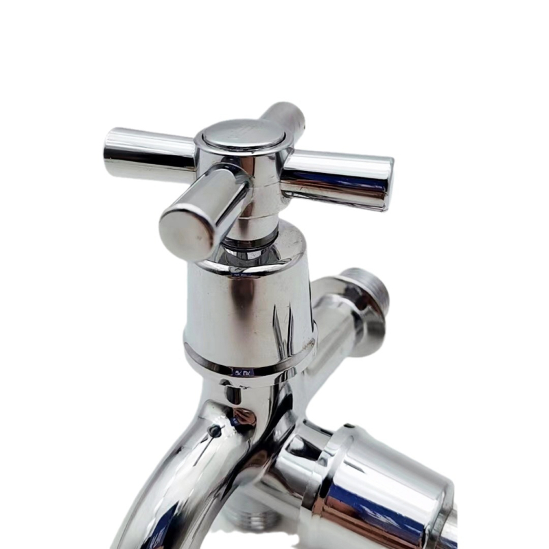 Robinet încastrat în perete pentru mașina de spălat, din aliaj de zinc, cu două ieșiri, model Y-304, 0–90°C, 1.0 MPa