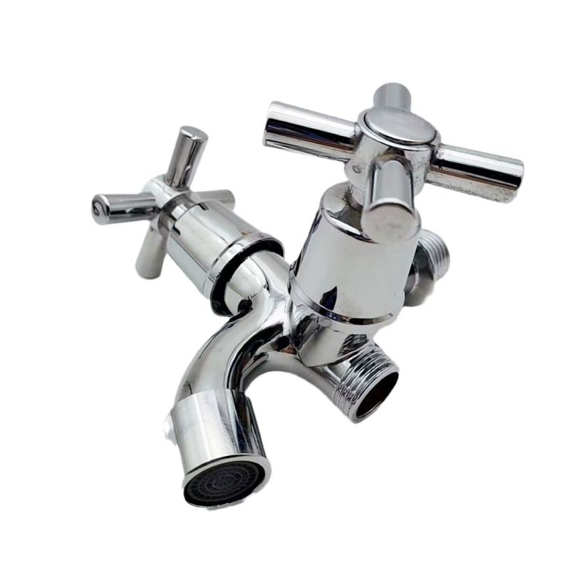 Robinet încastrat în perete pentru mașina de spălat, din aliaj de zinc, cu două ieșiri, model Y-304, 0–90°C, 1.0 MPa