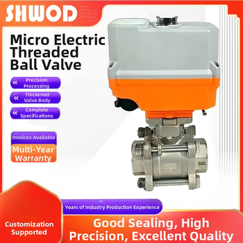 Elektrický závitový guľový ventil, trojdielna konštrukcia, pre vodu