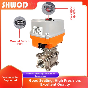 Elektrický závitový guľový ventil, trojdielna konštrukcia, pre vodu