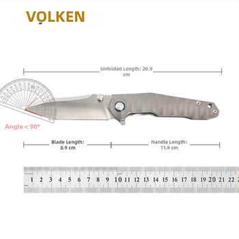 Woden multifunkčný skladací nôž, čepeľ z titánovej zliatiny, dĺžka čepele 8,9 cm, mechanizmus rýchleho otvorenia, pre kempovanie