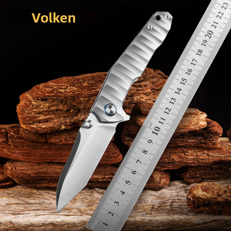 Woden multifunkčný skladací nôž, čepeľ z titánovej zliatiny, dĺžka čepele 8,9 cm, mechanizmus rýchleho otvorenia, pre kempovanie