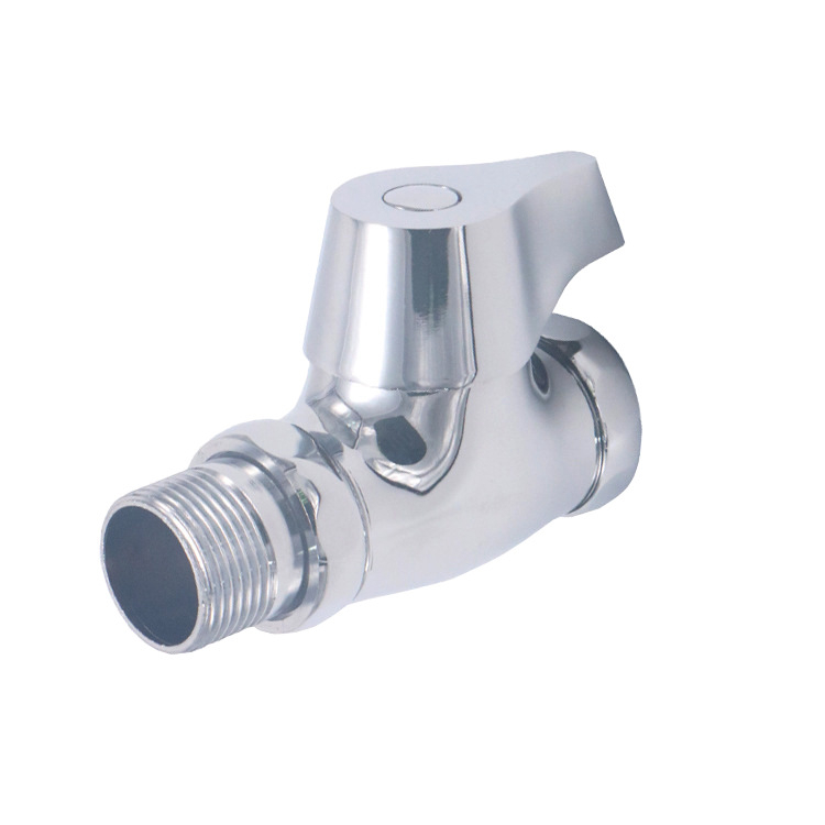 Valvă de spălare pentru toaletă de tip aplecat, din cupru, acționare manuală, model V6322, fără alimentare, presiune apă 1 bar, timp de spălare 3–5 s, ieșire 1 inch