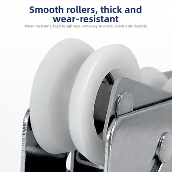 Ajtó- és ablakcsapágy, modell 2001G, hibrid csapágy, villás hátsó dupla görgő, krómozott vaslemez, maximális terhelés 40 kg, kompatibilis a 90-es alumínium profillal