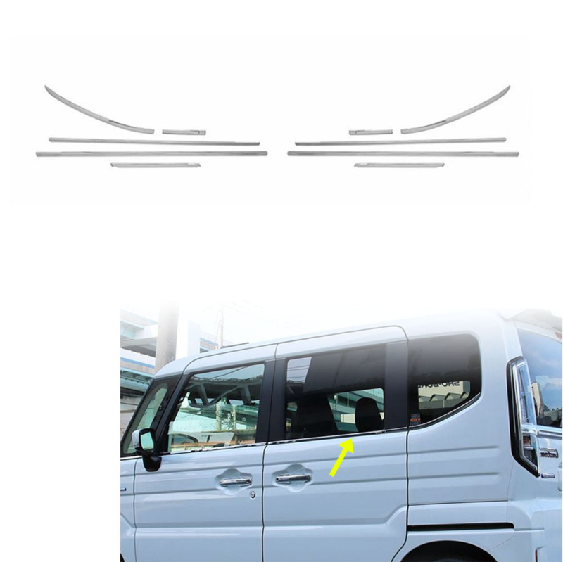 ABS dekorativni bočni prag vrata za Suzuki Spacia Spacia Custom (23-24), donji dio prozora i prtljažnika, model 0514Za, standardne dimenzije
