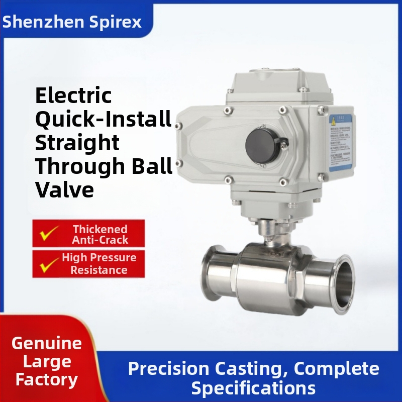 Nerezový sanitárny elektrický guľový ventil Q981F — rýchla montáž, typ spony, plávajúca guľa, vhodný pre potravinárstvo