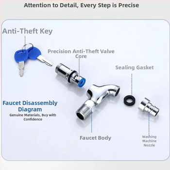 Zárható beépített mosógép csap falba építve, gyorsnyitású működéssel — cinkötvözet, kerámia diszk szelep, 13 mm bemenet/kimenet, 20 mm szeleptest átmérő