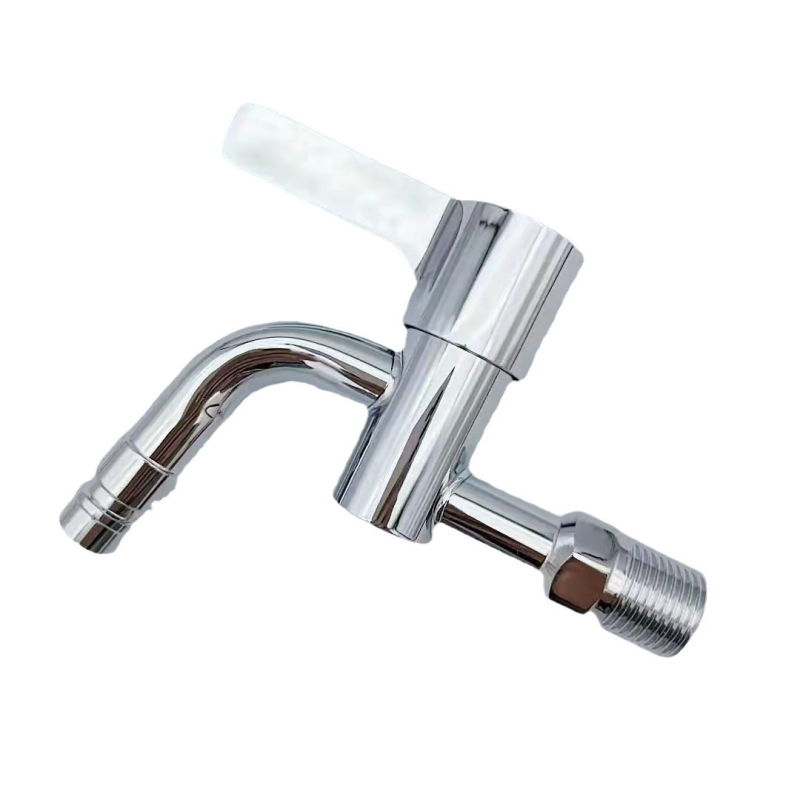 Slavina za perilicu rublja, nehrđajući čelik s elektroplatnim premazom, brzo otvaranje, S-oblik, bakreno jezgro