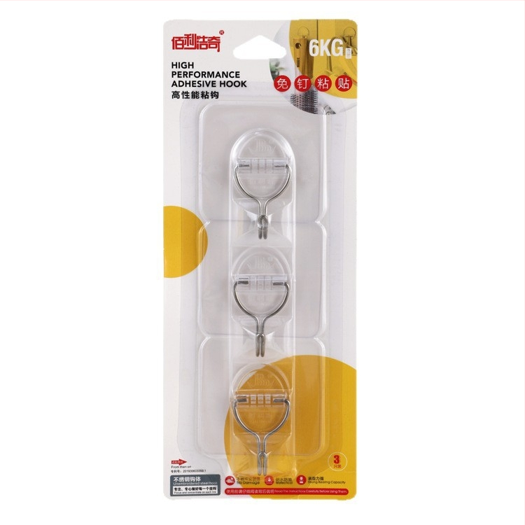 Bailiwang lepiaci háčik – jeden háčik, PVC+PS, nosnosť 5–10 kg, balenie 3 ks