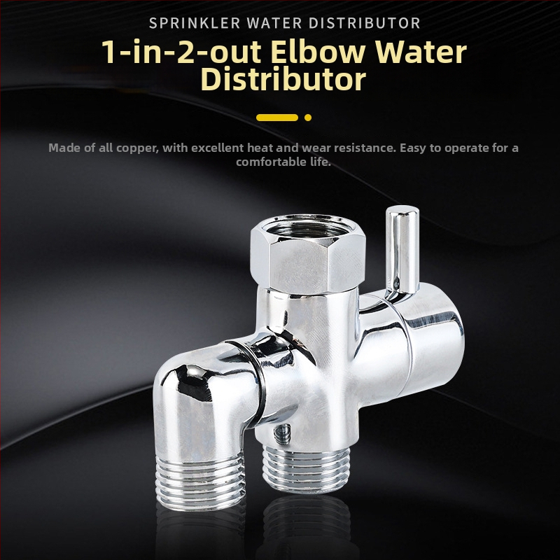 Meďný vodný rozdeľovač s rýchlym otvorením, uhlový tvar, vstup 1, výstupy 2, závitové rozhranie, elektroplakovaná úprava; materiál meď; prevádzková teplota 90°C; závit 4 body; model Water Separator 6; Mingyu