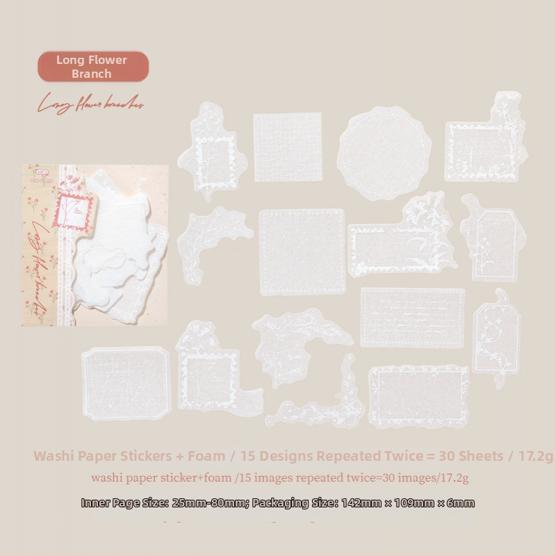 Washi 3D penové samolepky pre denník - Mr.paper séria, autorizovaná súkromná značka (Tuhosť: 1; Lepiaci systém: 1; Povrchové materiály: 1; Rozsah použitia: 1)