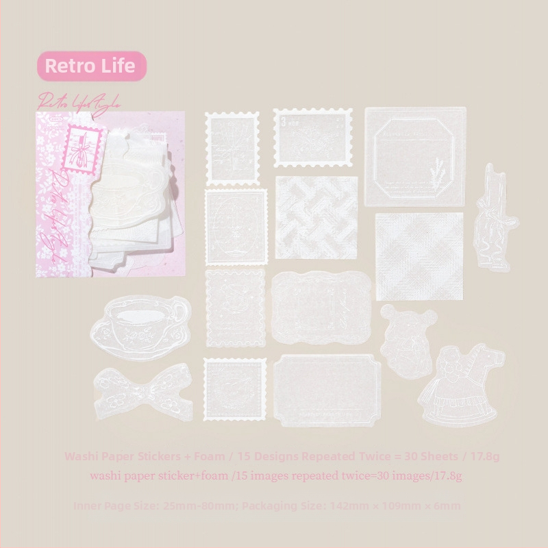 Washi 3D penové samolepky pre denník - Mr.paper séria, autorizovaná súkromná značka (Tuhosť: 1; Lepiaci systém: 1; Povrchové materiály: 1; Rozsah použitia: 1)