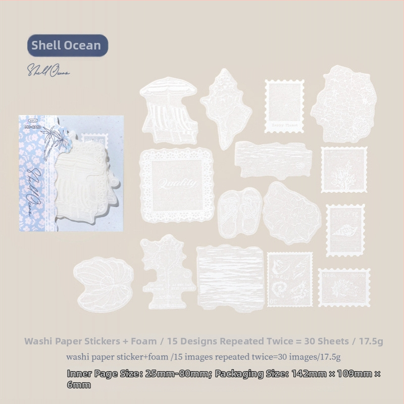 Washi 3D penové samolepky pre denník - Mr.paper séria, autorizovaná súkromná značka (Tuhosť: 1; Lepiaci systém: 1; Povrchové materiály: 1; Rozsah použitia: 1)