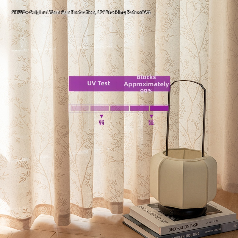 XXC Polyester Jacquarda gáza záves – priehľadný a nepriehľadný – do obývačky, pracovne, reštaurácie, vstupu – svieži štýl