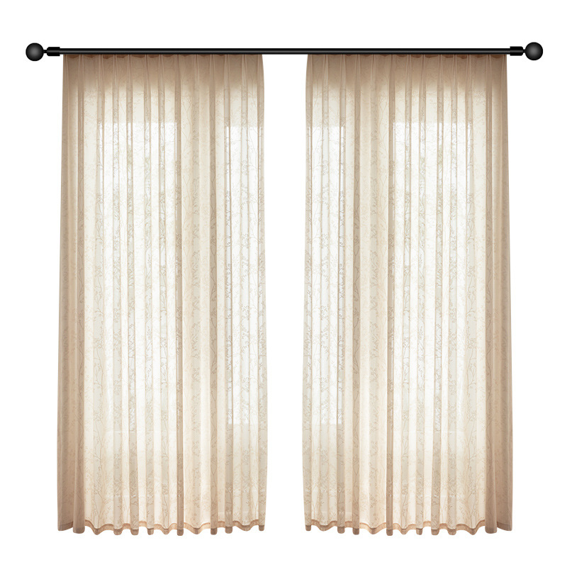 Cortină din plasă XXC, poliester Jacquard, transparentă și opacă, pentru living, birou, restaurant, intrare – stil proaspăt