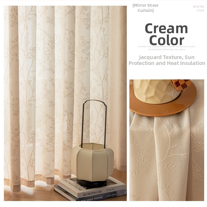 XXC Polyester Jacquarda gáza záves – priehľadný a nepriehľadný – do obývačky, pracovne, reštaurácie, vstupu – svieži štýl