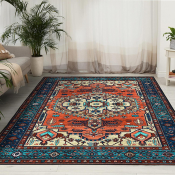 Kilim u turskom stilu za spavaću sobu i dnevni boravak, kvadratnog oblika, potpuno pokrivanje, otporan na mrlje i periv, perzijski stil, uzorak pruga i biljaka