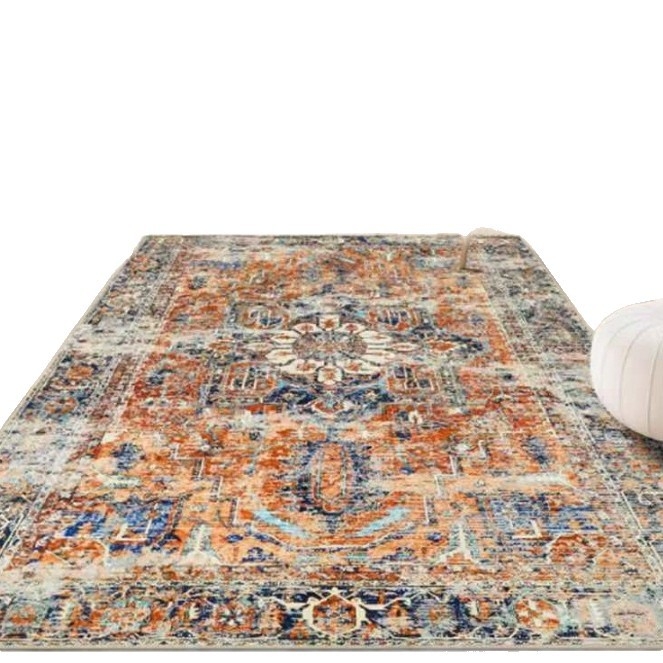 Kilim u turskom stilu za spavaću sobu i dnevni boravak, kvadratnog oblika, potpuno pokrivanje, otporan na mrlje i periv, perzijski stil, uzorak pruga i biljaka