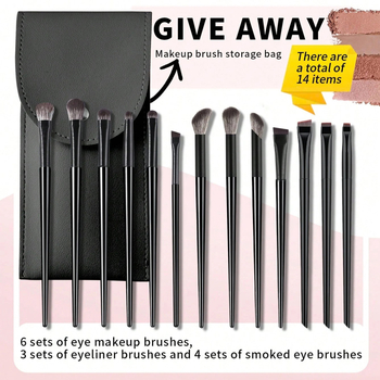 Σετ 12 πινελάκια μακιγιάζ ματιών με θήκη, τρίχες από νάιλον, προέλευση Shenzhen