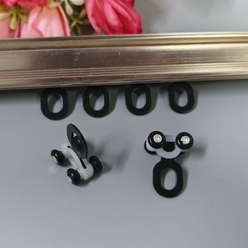 Set kotačića za vodilicu zavjesa s kukicama, četverokutna tračnica, kuglični ležajevi, metalna pločica