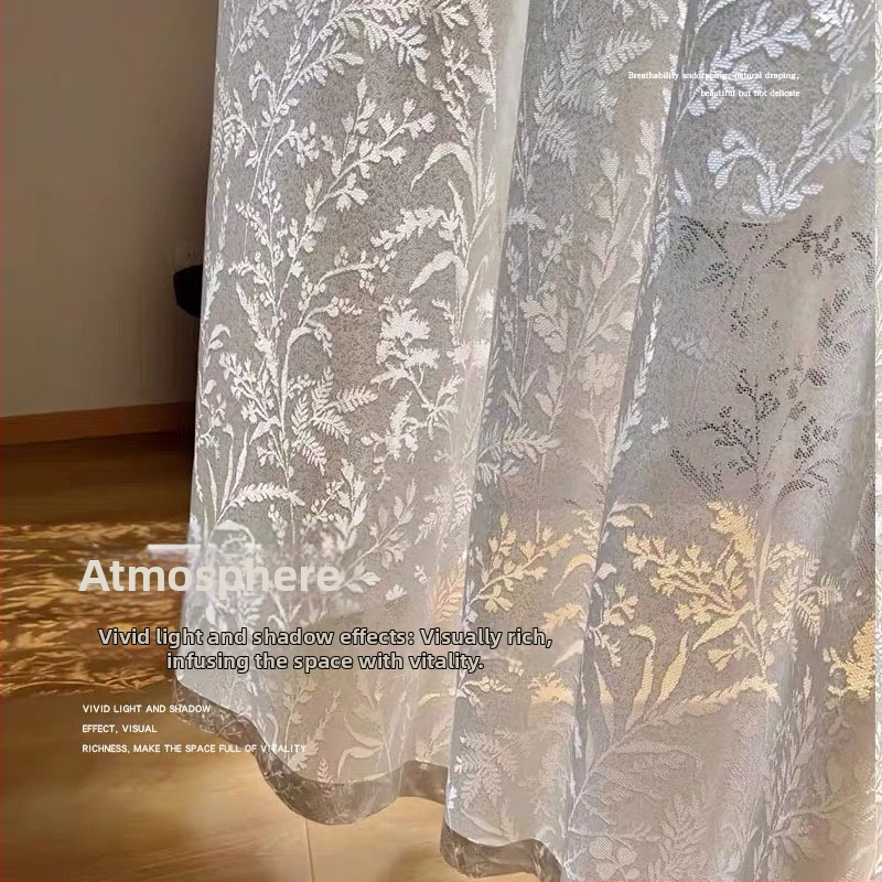 Moon Shadow Gauze zavjesa – Francuskog stila, prozračna, propušta svjetlo, otporna na prašinu; pogodna za podne, ravne i kutne prozore u dnevnom boravku, spavaćoj sobi, blagovaonici i balkonu