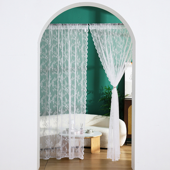 Francuska čipkasta prozirna zavjesa, poliester, warp-tkani čipka, zaštita od sunca i sjenila, uzorak biljaka i cvijeća, za dnevni boravak