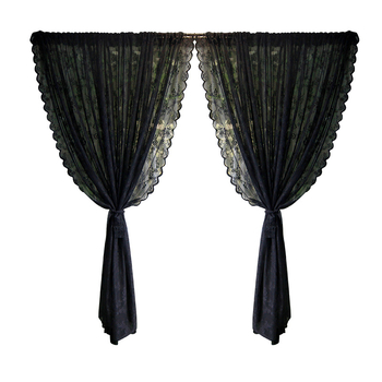 Francuska čipkasta prozirna zavjesa, poliester, warp-tkani čipka, zaštita od sunca i sjenila, uzorak biljaka i cvijeća, za dnevni boravak