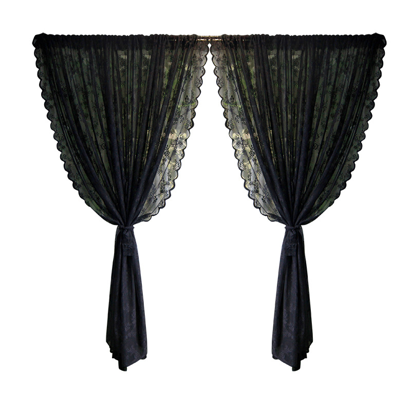 Francuska čipkasta prozirna zavjesa, poliester, warp-tkani čipka, zaštita od sunca i sjenila, uzorak biljaka i cvijeća, za dnevni boravak