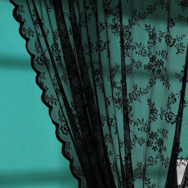 Francuska čipkasta prozirna zavjesa, poliester, warp-tkani čipka, zaštita od sunca i sjenila, uzorak biljaka i cvijeća, za dnevni boravak