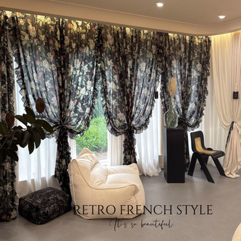 Otisnuta prozirna zavjesa od poliester-bavom mješavine, uzorak: ispis, djelomična sjenila 40–70%, za dnevnu sobu i vanjski prostor, pogodna za kutne prozore, prozore od poda do stropa, ravni prozori