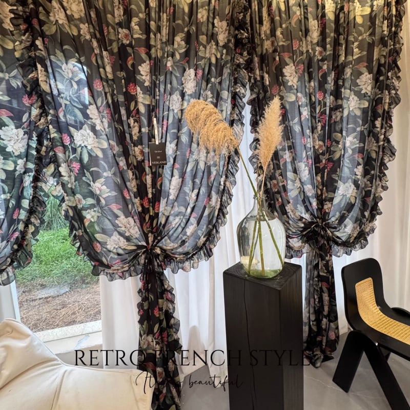 Otisnuta prozirna zavjesa od poliester-bavom mješavine, uzorak: ispis, djelomična sjenila 40–70%, za dnevnu sobu i vanjski prostor, pogodna za kutne prozore, prozore od poda do stropa, ravni prozori