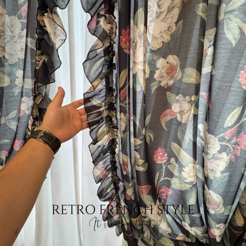 Otisnuta prozirna zavjesa od poliester-bavom mješavine, uzorak: ispis, djelomična sjenila 40–70%, za dnevnu sobu i vanjski prostor, pogodna za kutne prozore, prozore od poda do stropa, ravni prozori