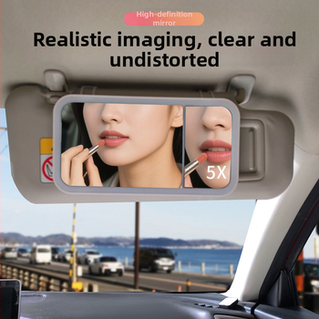 Automobilové LED zrkadlo na líčenie, 5x zväčšenie, dotykové ovládanie, HD osvetlenie, rám ABS, sklenená šošovka