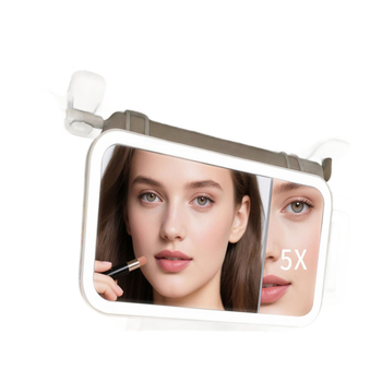 Καθρέφτης μακιγιάζ αυτοκινήτου με LED, 5x μεγέθυνση, έλεγχος αφής, HD φωτισμός, πλαίσιο ABS, γυάλινος φακός