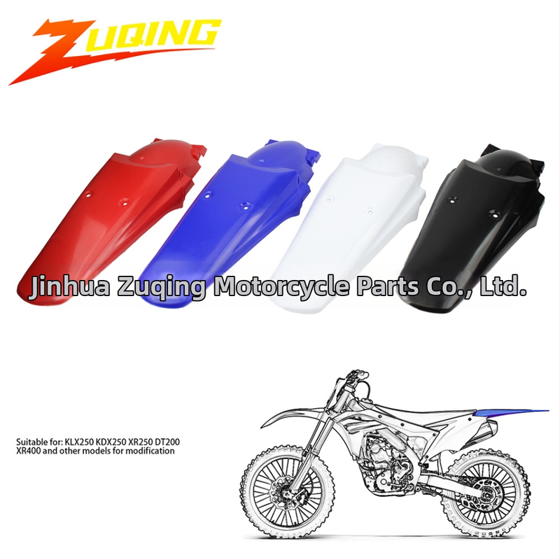 Zadný blatník na motocykl — kompatibilný s Kawasaki XR250, KLX250, KDX125; PP plast; rozšírený zadný dizajn