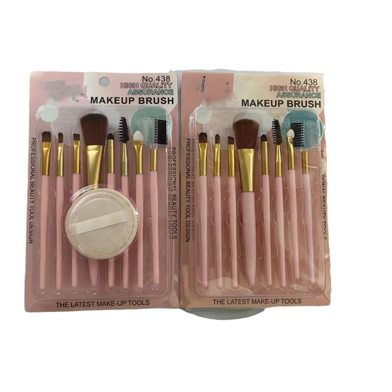 Σετ 8 πινέλων μακιγιάζ με συνθετικές τρίχες σε διαφανές blister κουτί; περιλαμβάνει πινέλα για σκιά ματιών, ρουζ και μάσκαρα; πλαστικές λαβές; φορητός σχεδιασμός