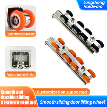 Hardver pentru uși glisante: roată suspendată silențioasă, șină ghidare din aliaj fier-zinc, încărcare 120 kg, pentru uși din lemn și bucătării, stil modern minimalist.