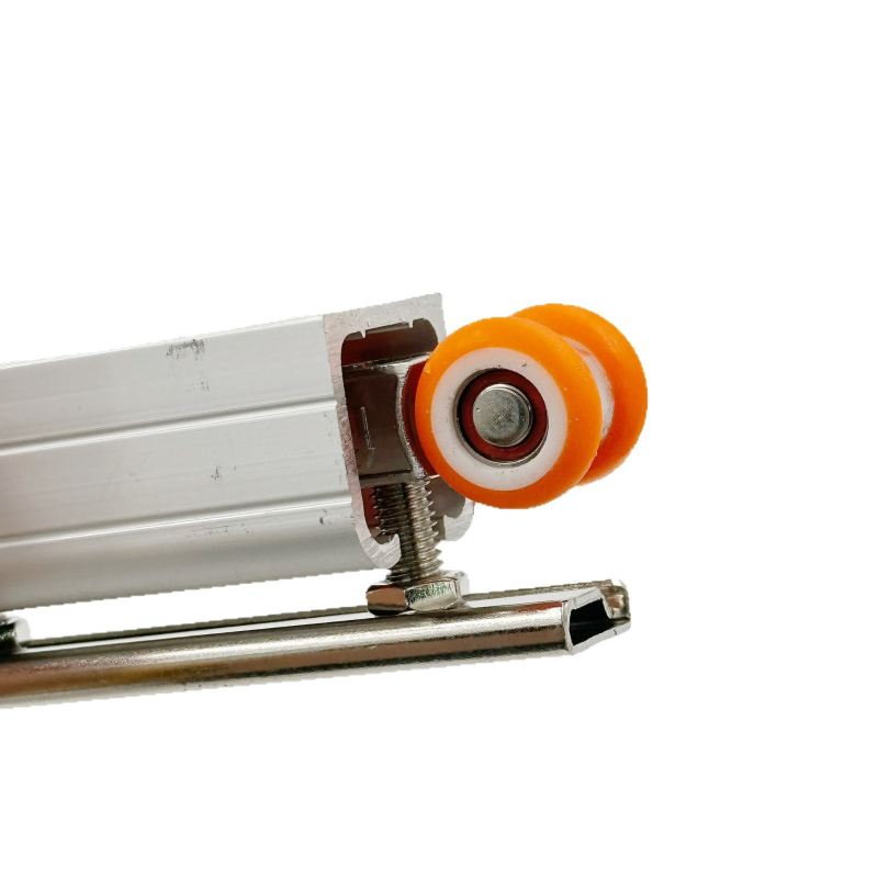 Hardver pentru uși glisante: roată suspendată silențioasă, șină ghidare din aliaj fier-zinc, încărcare 120 kg, pentru uși din lemn și bucătării, stil modern minimalist.