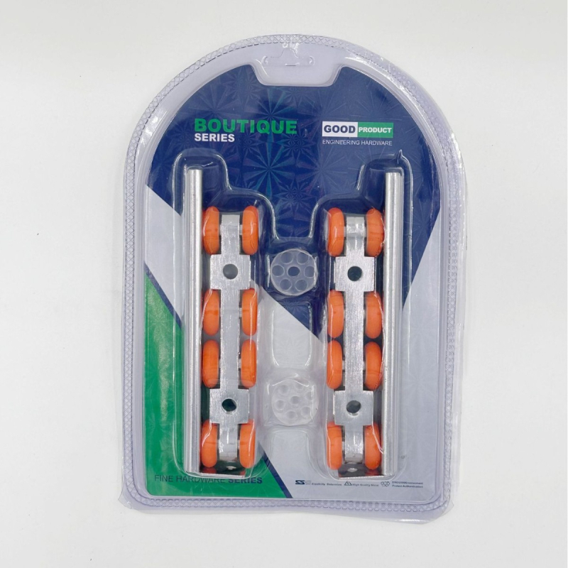 Hardver pentru uși glisante: roată suspendată silențioasă, șină ghidare din aliaj fier-zinc, încărcare 120 kg, pentru uși din lemn și bucătării, stil modern minimalist.