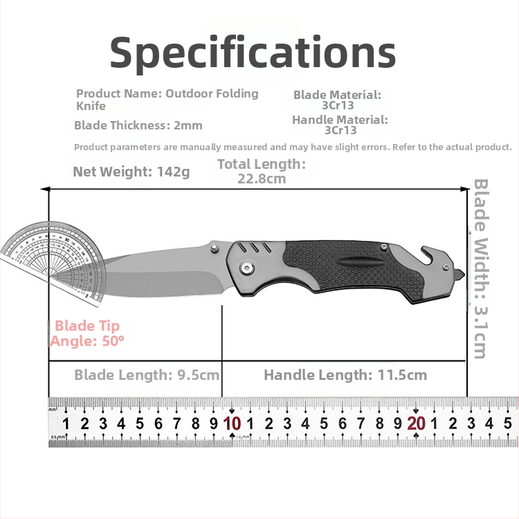 Nerezový skladací nôž na kempovanie a sebaobranu, rýchle otvorenie, čepeľ 9.5 cm, taktický outdoor nôž