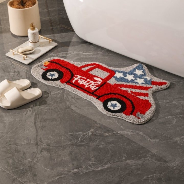 Protuklizni flokirani podni tepih, mikrovlakno, strojno tkanje, perivo, prilagodljivo uzorcima