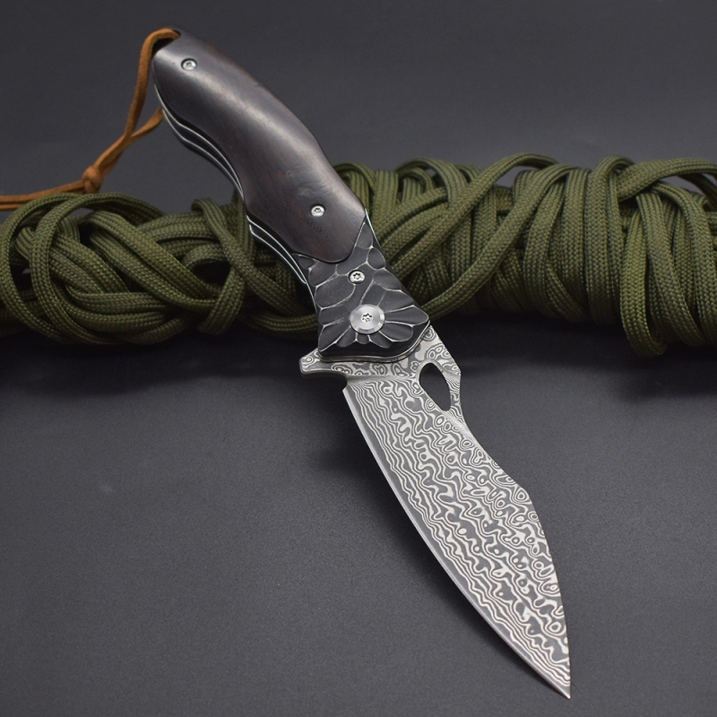 Sklopivi nož VG10 damaska čelika, brzo otvaranje, za kampiranje i samoobranu