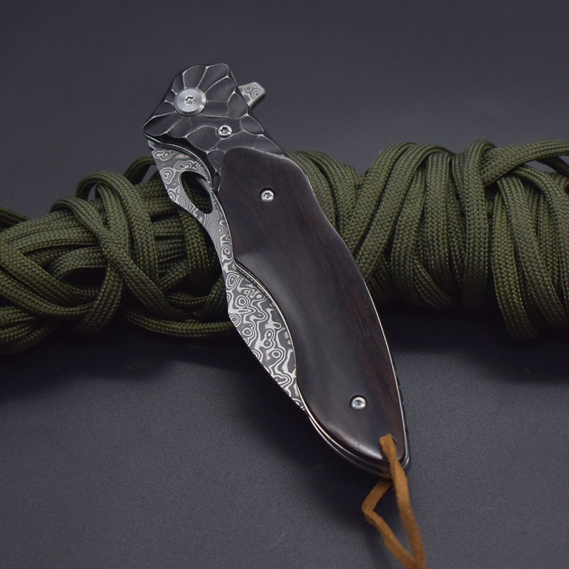 Sklopivi nož VG10 damaska čelika, brzo otvaranje, za kampiranje i samoobranu