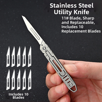 Nerezový skladací nôž s rýchlym otvorením – mini kancelárske nožík, ostrý skalpel, rezací nôž na papier, prívesok na kľúče, prenosný, X20; Značka csxh; Materiál: Nerezová oceľ; Dĺžka čepele: 2