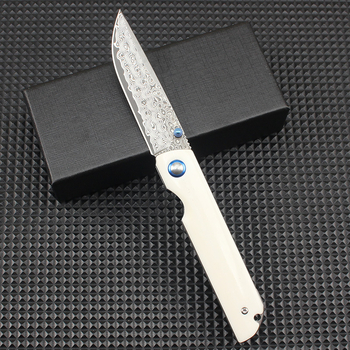 Πτυσσόμενο μαχαίρι από νταμασκικό χάλυβα με 67 στρώματα, γρήγορο άνοιγμα, φορητό για κάμπινγκ και προετοιμασία φρούτων.
